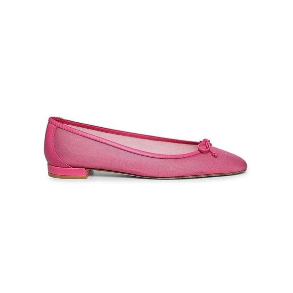 New Stuart Weitzman Arabella Leather Trimmed Pink Mesh Ballet Flats 9.5 $395 - Picture 1 of 6
